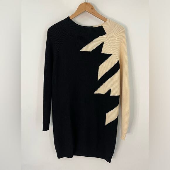 3.1 Phillip Lim Dresses & Skirts - 3.1 Philip Lim 2 100% Merino Wool Ribbed Sweater 0109 Dress Black and Cream